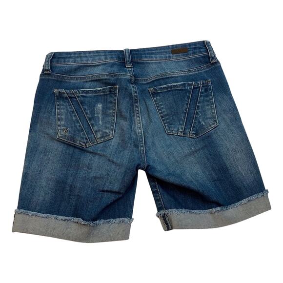 Kut from the Kloth Catherine Boyfriend Premium Denim Shorts Distressed Front - Picture 2 of 16